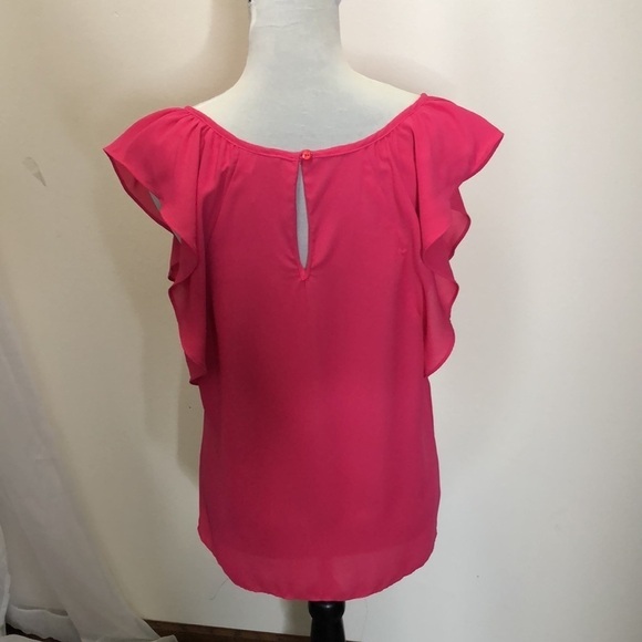 Violet + Claire pink ripple sleeve sheer blouse size medium - Picture 6 of 11